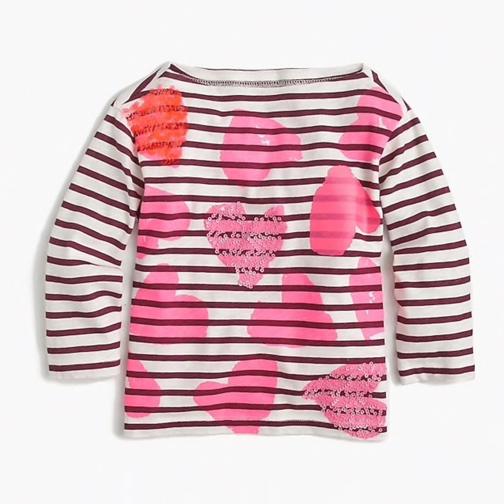 Crewcuts striped tossed hearts 3/4 sleeve shirt